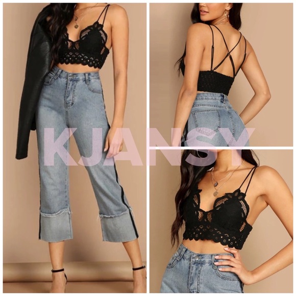 Freya Black Lace Bralette Crop Top - Picture 5 of 7